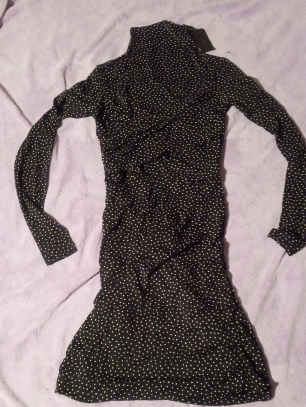 rag & bone Black Long-Sleeve Polka Dot Dress